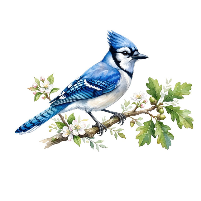 Blue Jay Bird 100% Cotton Fabric Panel Block Quilt Square FLIP-AQ198