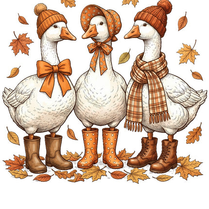 Autumn Fall Geese 100% Cotton Fabric Panel Block AQ22225