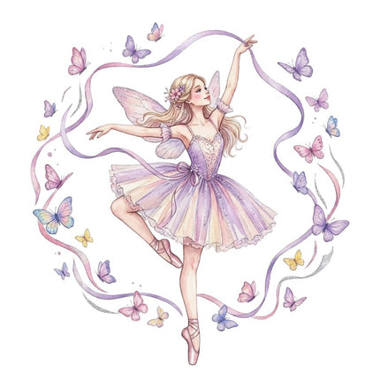 Butterfly Ballerina 100% Cotton Fabric Panel Block Quilt Square FLIP-AQ3012