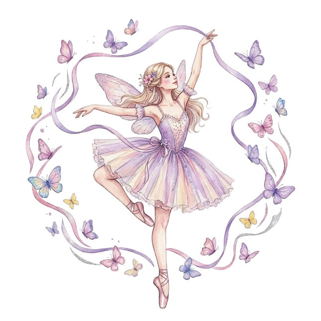 Butterfly Ballerina 100% Cotton Fabric Panel Block Quilt Square FLIP-AQ3012