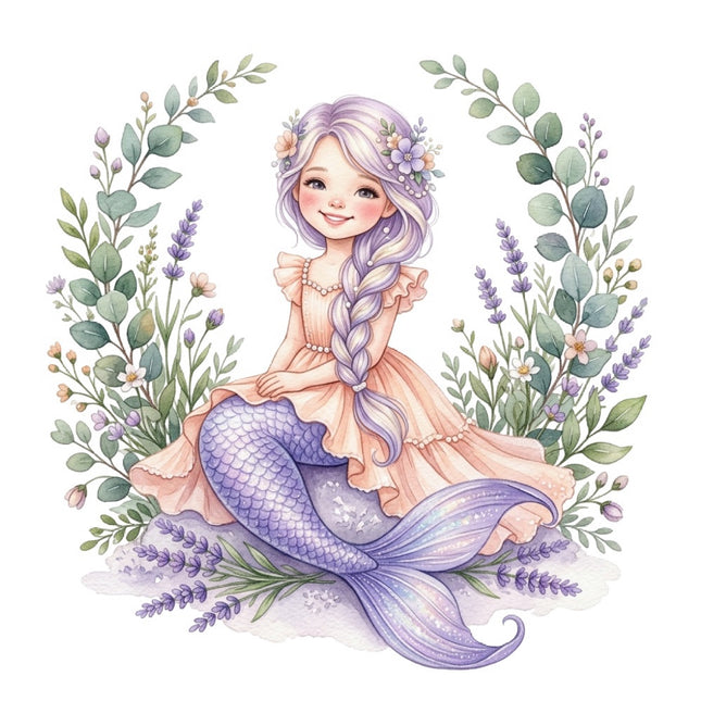 Mermaid 100% Cotton Fabric Panel Block Quilt Square FLIP-AQ3022