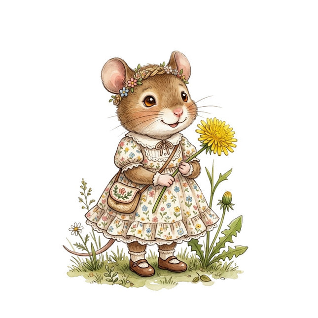 Cottagecore Mouse 100% Cotton Fabric Panel Block Quilt Square FLIP-AQ3023