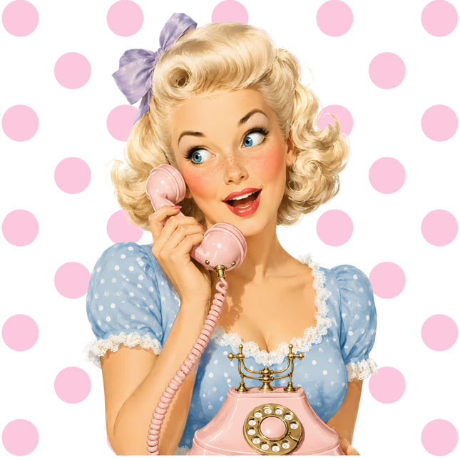 1950s pin up girl fabric panel