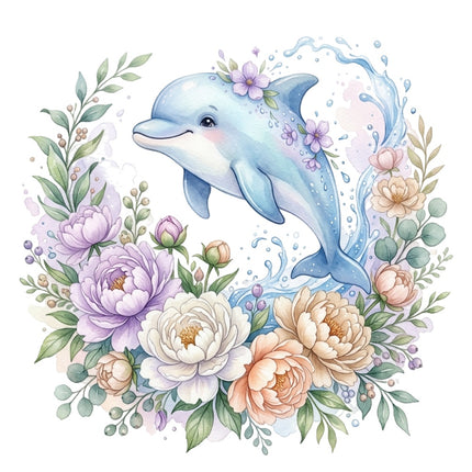 floral dolphin fabric panel