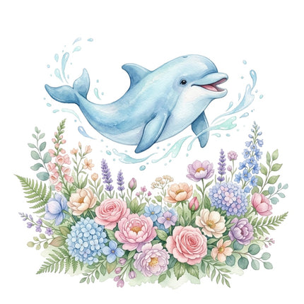floral dolphin fabric panel