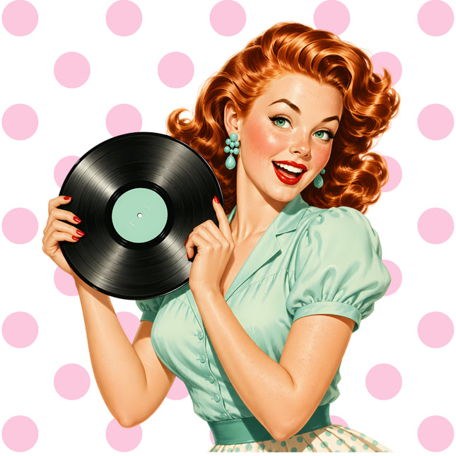 1950s pin up girl fabric panel