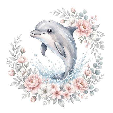 floral dolphin fabric panel