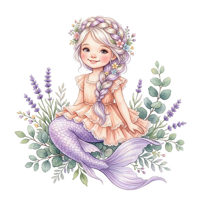 Mermaid 100% Cotton Fabric Panel Block Quilt Square AQ3042