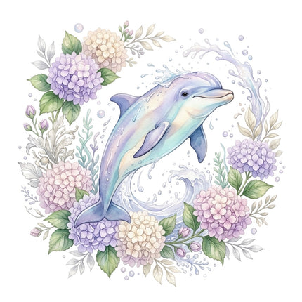 floral dolphin fabric panel