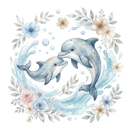 floral dolphin fabric panel