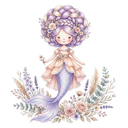 Mermaid 100% Cotton Fabric Panel Block Quilt Square FLIP-AQ3050