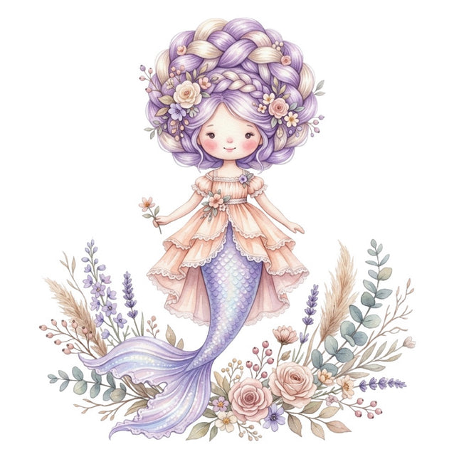 Mermaid 100% Cotton Fabric Panel Block Quilt Square FLIP-AQ3050