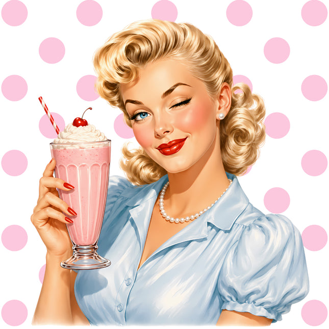1950s pin up girl fabric panel