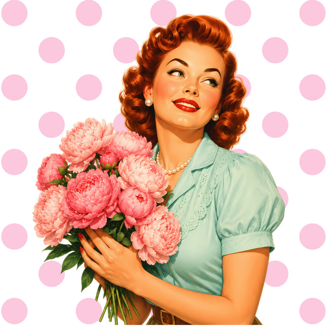 1950s pin up girl fabric panel