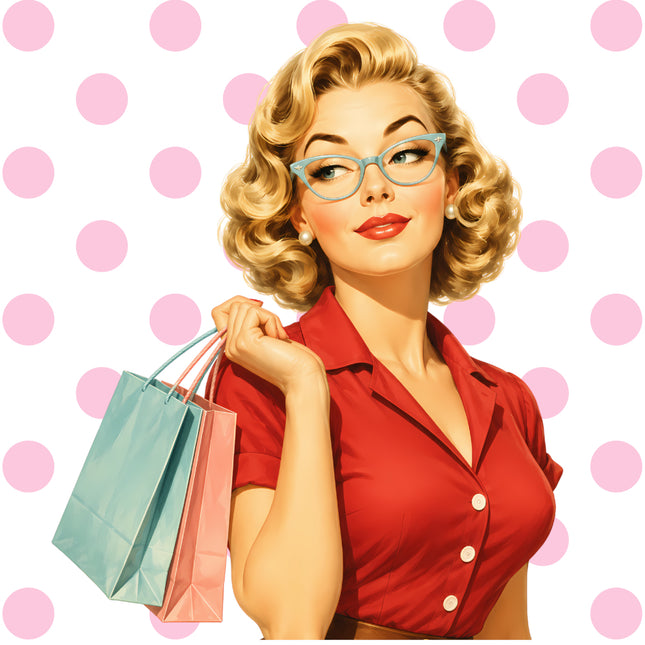 1950s pin up girl fabric panel
