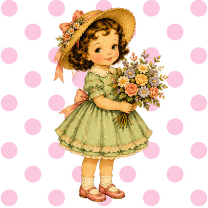 1950's Style Girl 100% Cotton Fabric Panel Block Quilt Square AQ325