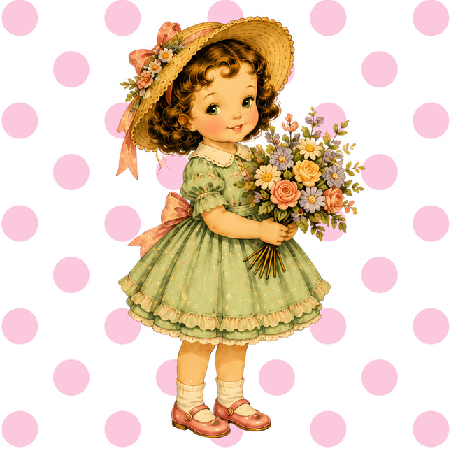1950's Style Girl 100% Cotton Fabric Panel Block Quilt Square AQ325