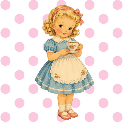 1960s girl fabric panel
