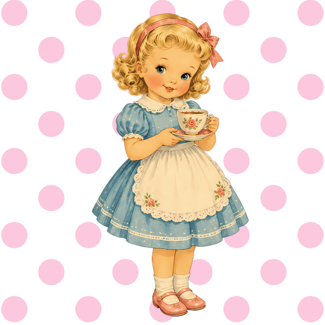 1960s girl fabric panel