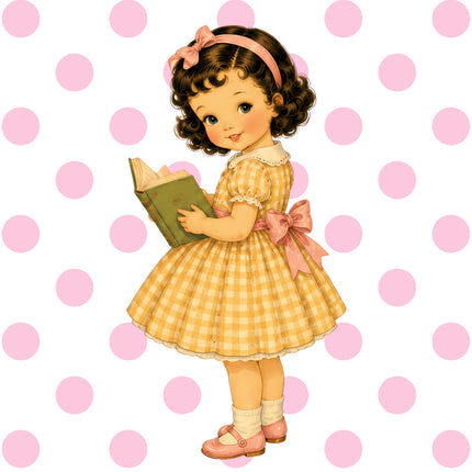 1960s girl fabric panel