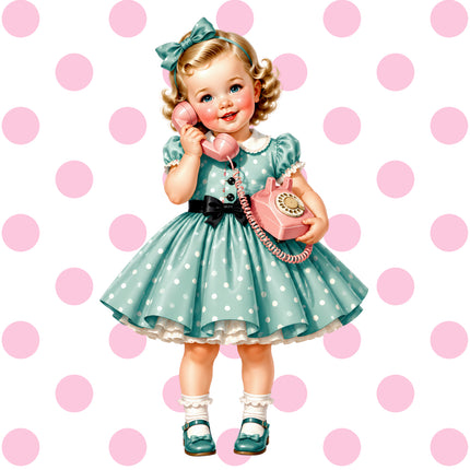 1960s girl fabric panel