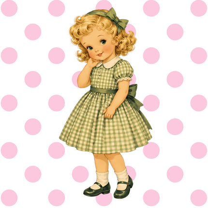 1960s girl fabric panel