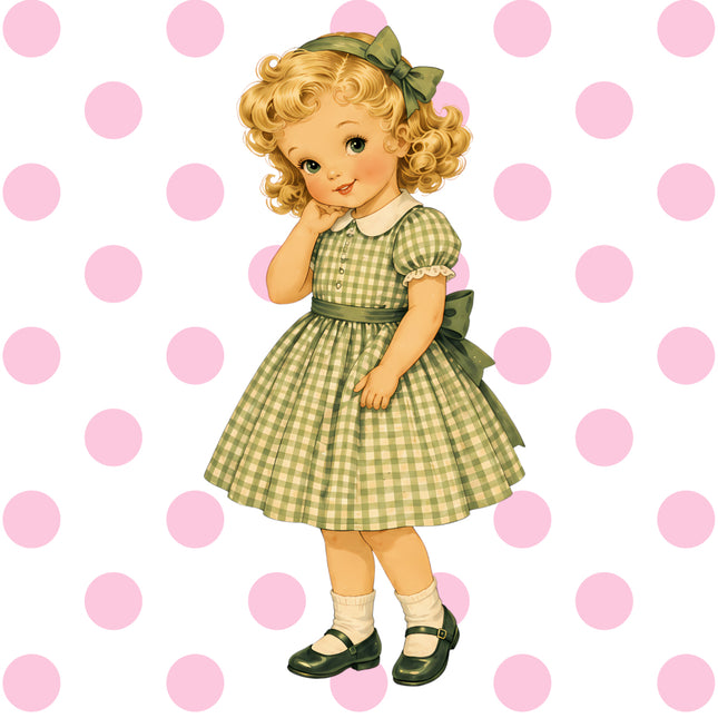 1960s girl fabric panel
