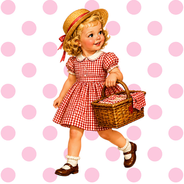 1960s girl fabric panel