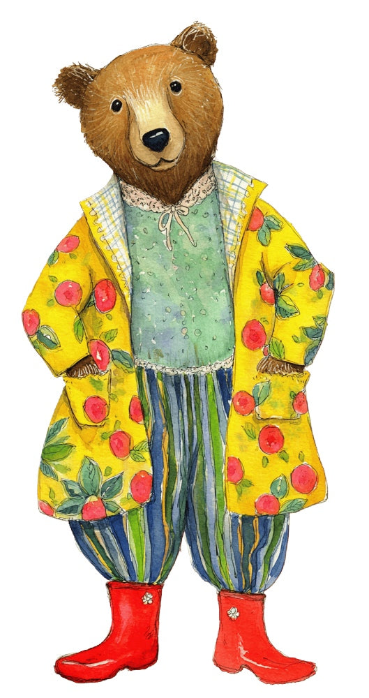 whimsical bear fabric panel