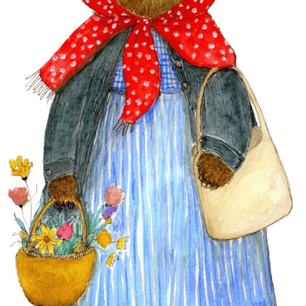 fairytale bear wearing clothes fabric panel