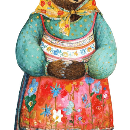 fairytale bear wearing clothes fabric panel