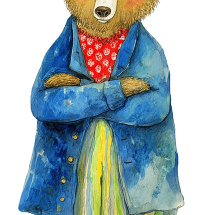 fairytale bear wearing clothes fabric panel