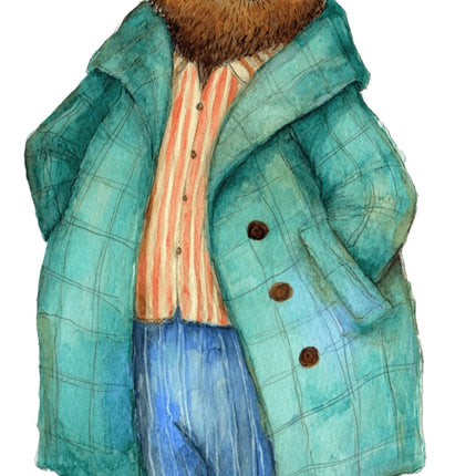 fairytale bear wearing clothes fabric panel