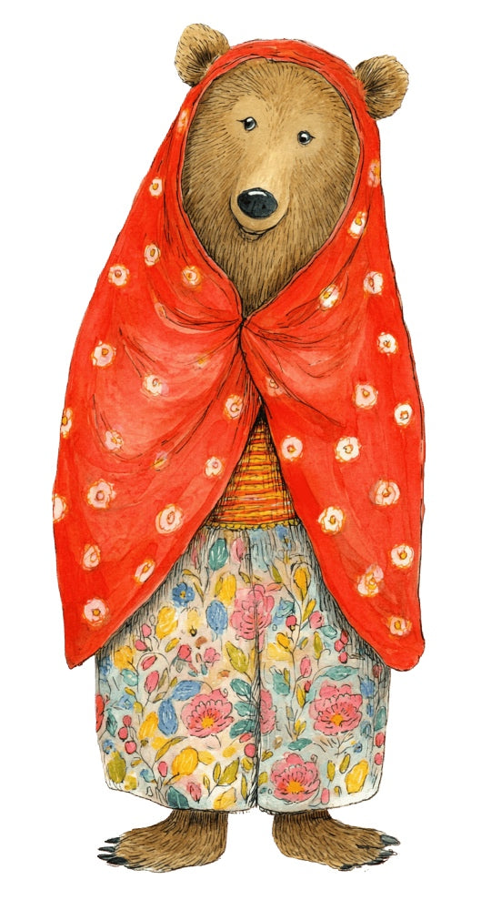 fairytale bear fabric panel