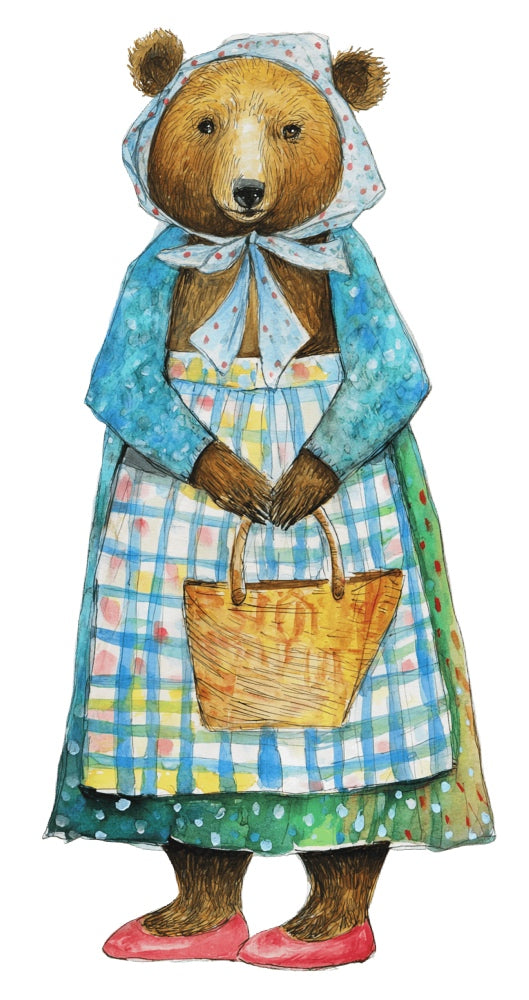 fairytale bear fabric panel