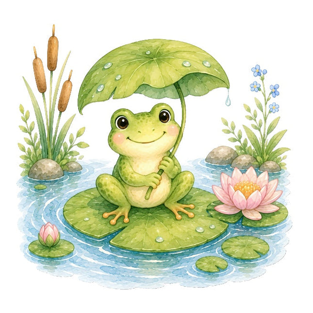frog in pond fabric panel