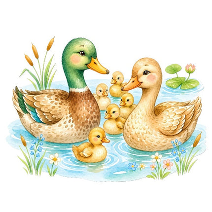 ducks in pond fabric panel