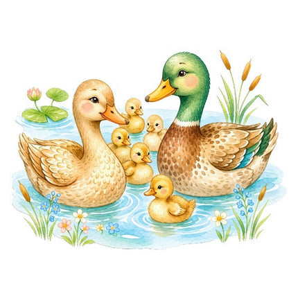 ducks in pond fabric panel