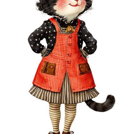 cat wearing dress fabric panel