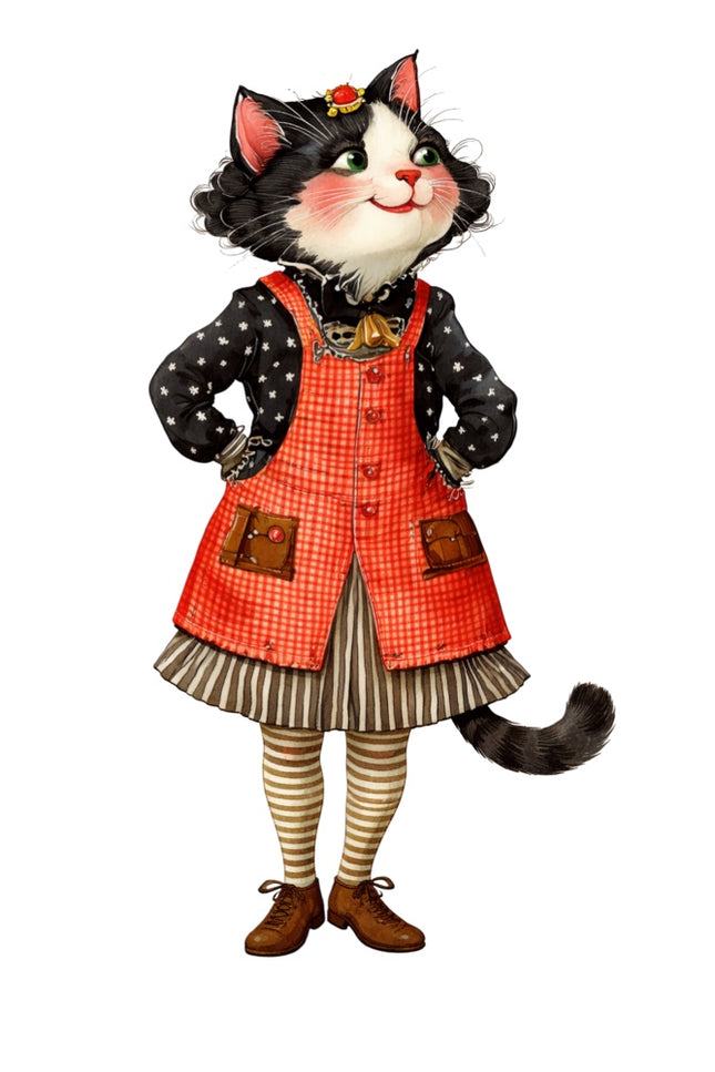 cat wearing dress fabric panel