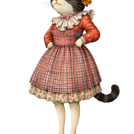fairytale cat wearing dress fabric panel