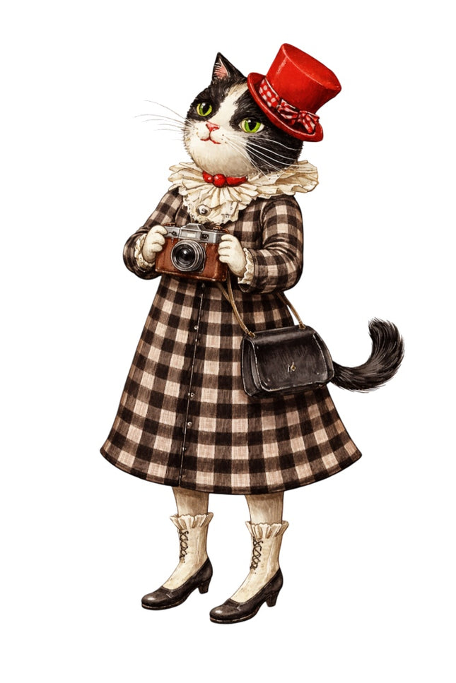 fairytale cat wearing dress fabric panel
