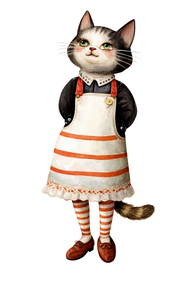 cat wearing clothes fabric panel