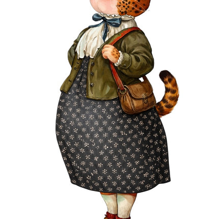 fairytale cat wearing clothes fabric panel