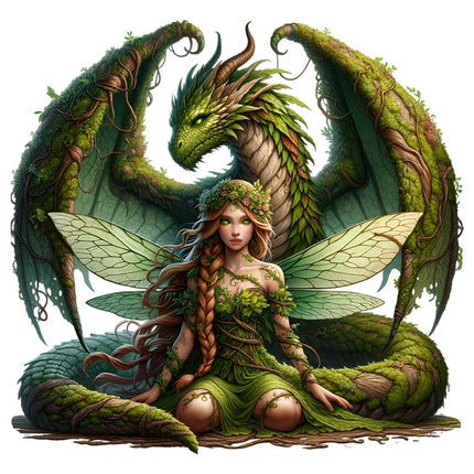 fairy and dragon fabric panel