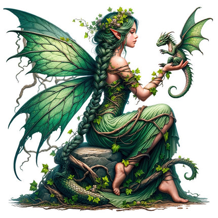fairy and dragon fabric panel