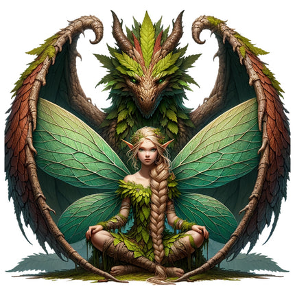 fantasy fairy dragon fabric panel