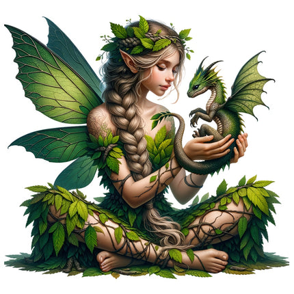 fantasy fairy dragon fabric panel
