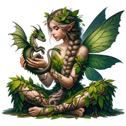 fairy and dragon fabric panel