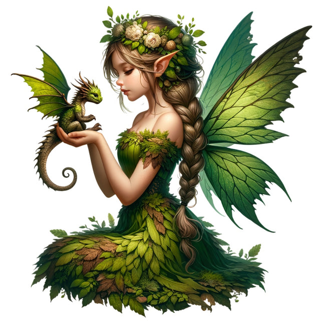fantasy fairy dragon fabric panel